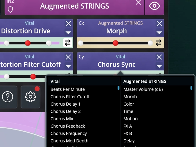 TouchMod control surface with parameters from two plugins