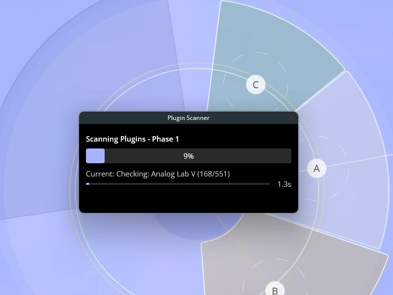 TouchMod Settings window showing the full VST3 plugin scan