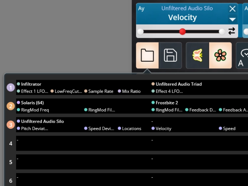Twenty TouchMod preset slots for saving and loading plugin setups