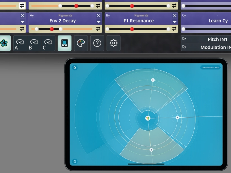 TouchMod Remote displaying a TouchMod pad on an iPad