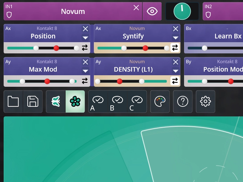 Wertebereich und Bewegungsrichtung eines zugewiesenen Parameters in TouchMod IN